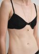 Smocked half-cup bikini top black on Sale