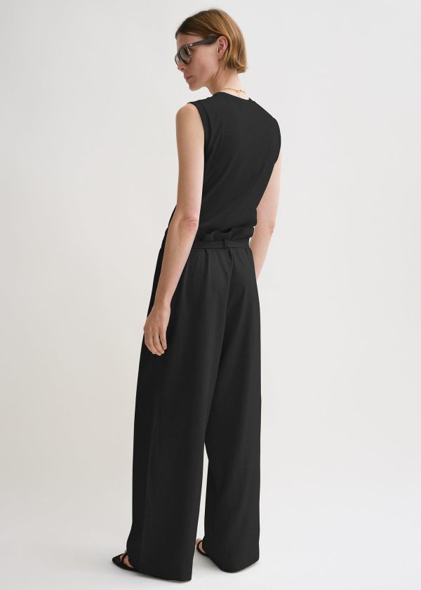 Fluid tie-waist trousers black For Sale