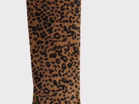 Leather wide shaft boots leopard For Sale