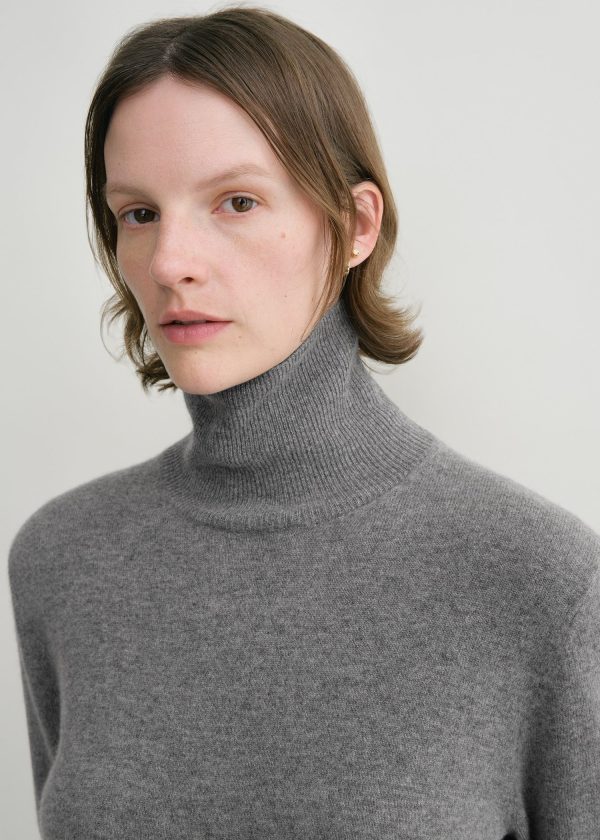 Cropped turtleneck grey melange For Discount