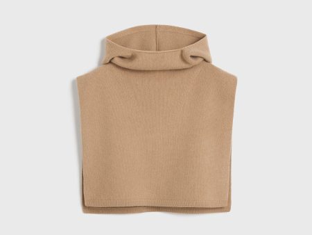 Wool cashmere hoodie bib camel Online