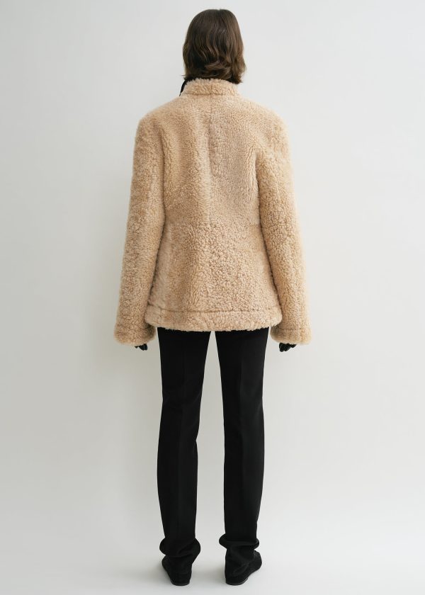 Cinched shearling jacket butter For Sale