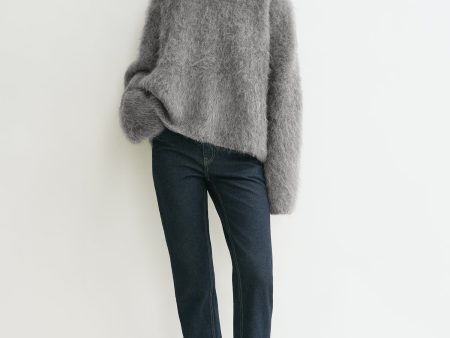 Boxy alpaca knit dark grey melange Fashion