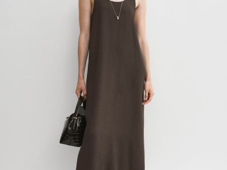 Scoop-neck sablé dress chocolate Supply