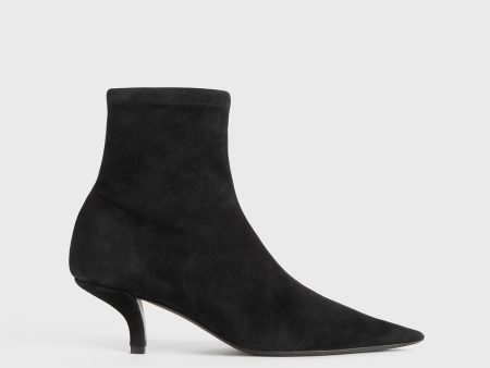 Suede heeled sock boots black Cheap