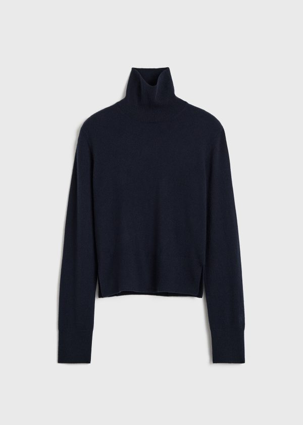 Cropped turtleneck navy Fashion