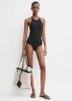 High neck swimsuit black Fashion