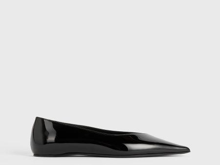 Patent asymmetric ballerinas black Online Sale