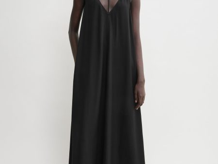 T-strap crepe-back satin dress black Hot on Sale