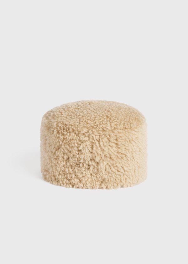 Shearling pillbox hat butter Online now