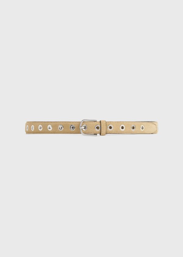 Eyelet belt caramel For Cheap