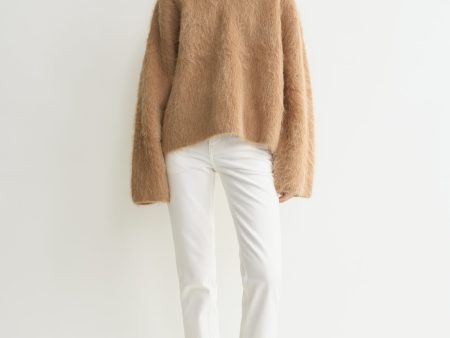 Boxy alpaca knit camel melange Online Sale