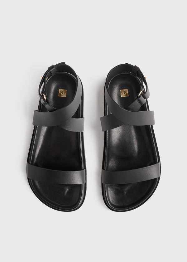 Chunky leather sandals black Discount