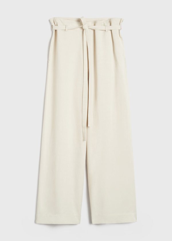 Fluid tie-waist trousers pearl Sale