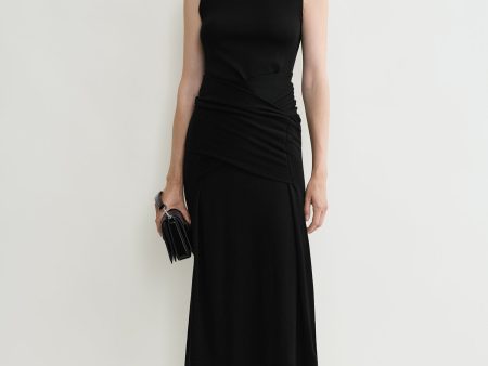 Draped knit dress black Online Hot Sale