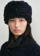 Shearling pillbox hat navy For Discount