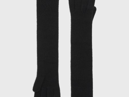 Long knit gloves black For Cheap