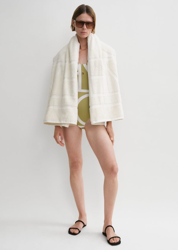 Monogram jacquard towel off white on Sale