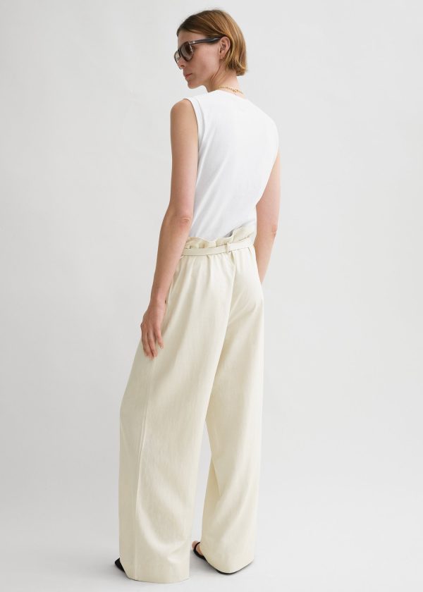 Fluid tie-waist trousers pearl Sale