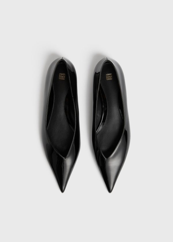 Patent asymmetric ballerinas black Online Sale