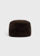 Shearling pillbox hat bark Online Sale