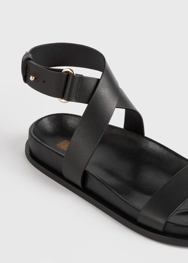 Chunky leather sandals black Discount