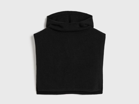 Wool cashmere hoodie bib black Hot on Sale