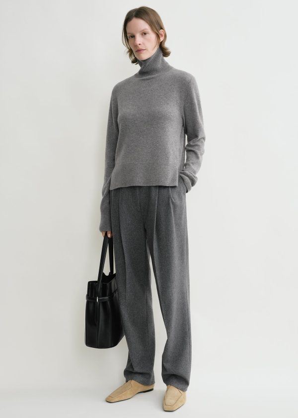 Cropped turtleneck grey melange For Discount