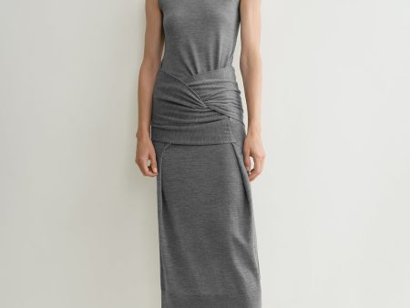 Draped knit dress grey melange Online now