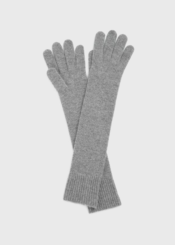 Long knit gloves grey mélange For Cheap