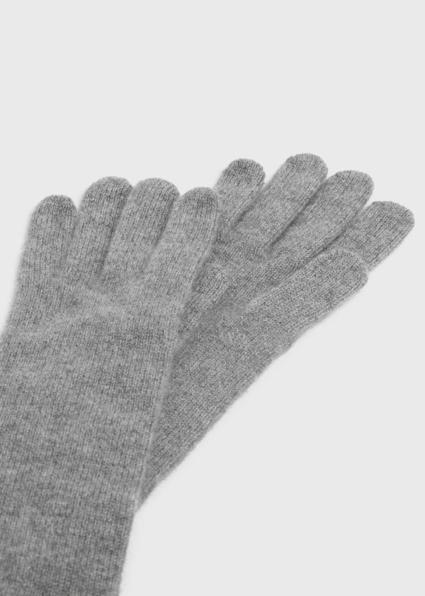 Long knit gloves grey mélange For Cheap