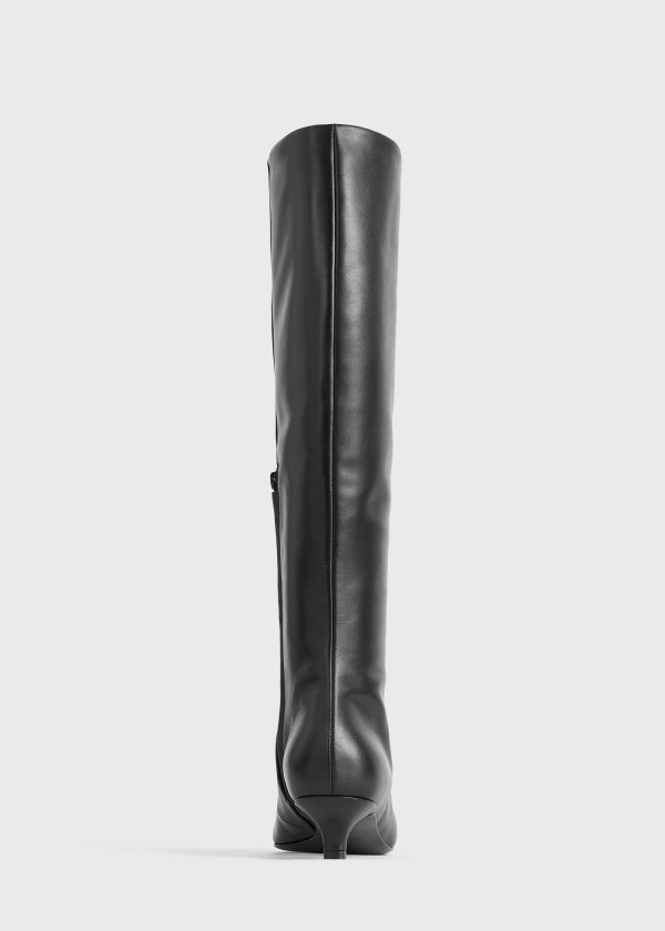 Slim leather knee-high boots black Online now