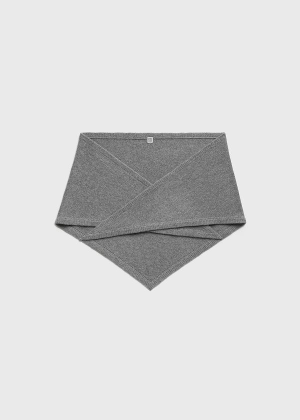 Triangle wool cashmere scarf grey melange Discount