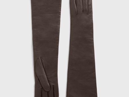 Long leather gloves brown For Cheap