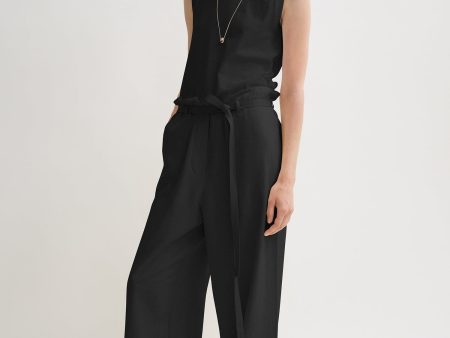 Fluid tie-waist trousers black For Sale