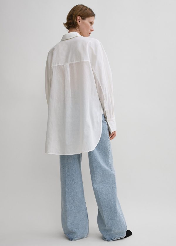 Kimono-sleeve cotton shirt white For Discount