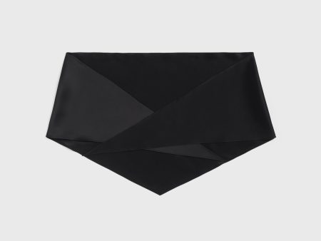 Satin triangle scarf black For Cheap