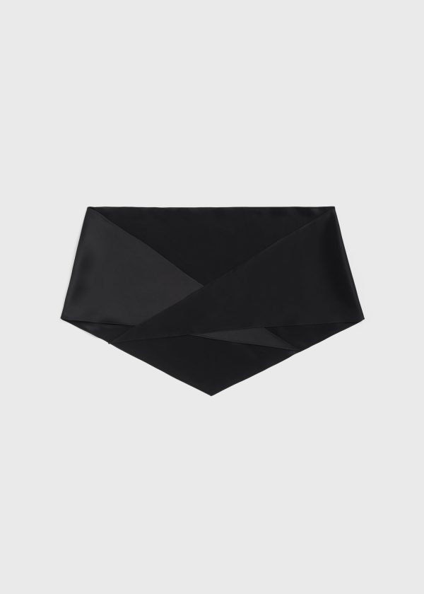 Satin triangle scarf black For Cheap