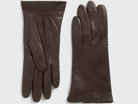 Leather gloves brown Online