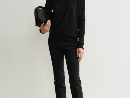 Fine crew-neck knit black Online