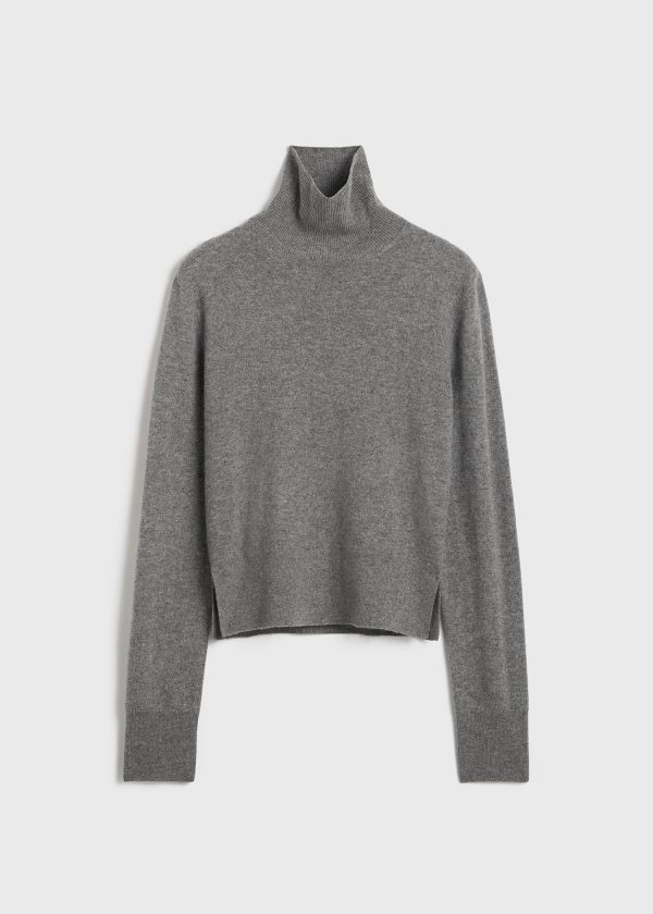 Cropped turtleneck grey melange For Discount