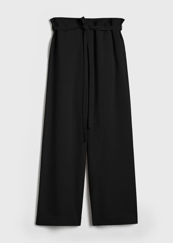 Fluid tie-waist trousers black For Sale