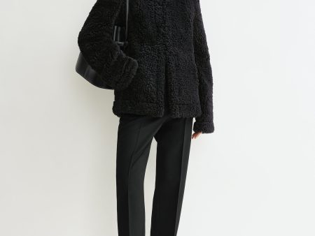 Cinched shearling jacket navy Online Sale