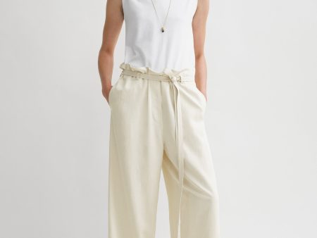 Fluid tie-waist trousers pearl Sale