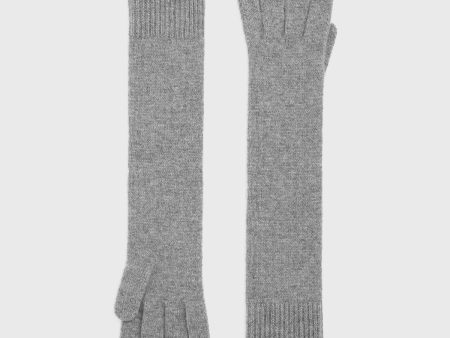 Long knit gloves grey mélange For Cheap