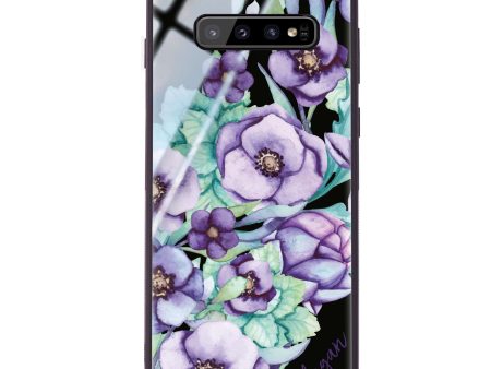 Purple Floral II Samsung S10 Plus Glass Case Online now