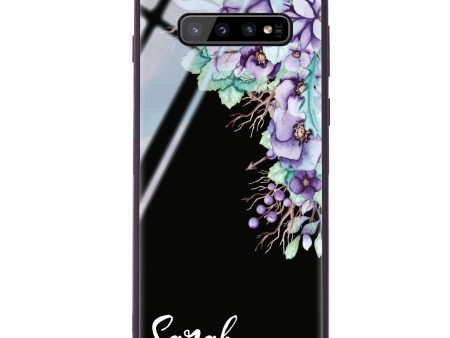 Purple Floral Samsung S10 Glass Case Online now