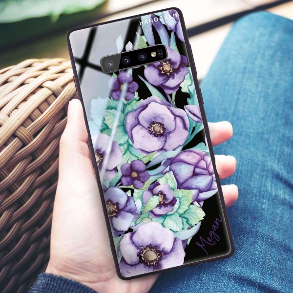 Purple Floral II Samsung S10 Plus Glass Case Online now