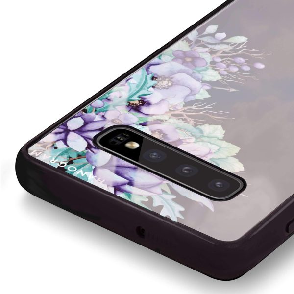 Purple Floral Samsung S10 Glass Case Online now