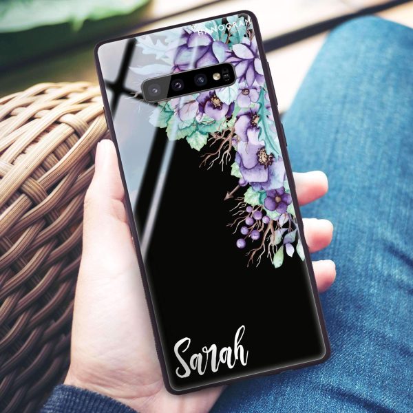 Purple Floral Samsung S10 Glass Case Online now